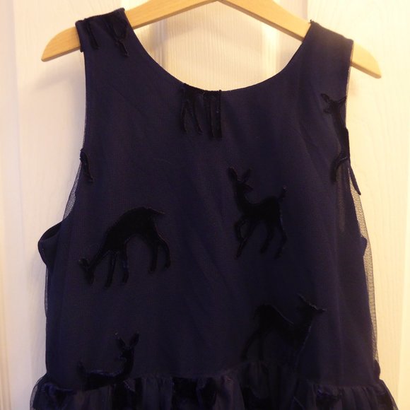 Sweet Navy Tulle Dress with Deer - Picture 2 of 4